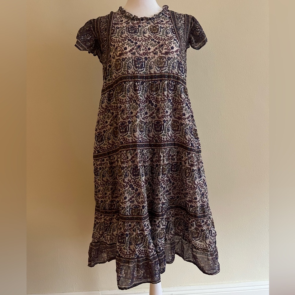 Sea New York Women Dress Purple Blue Cream Size M Multi Color